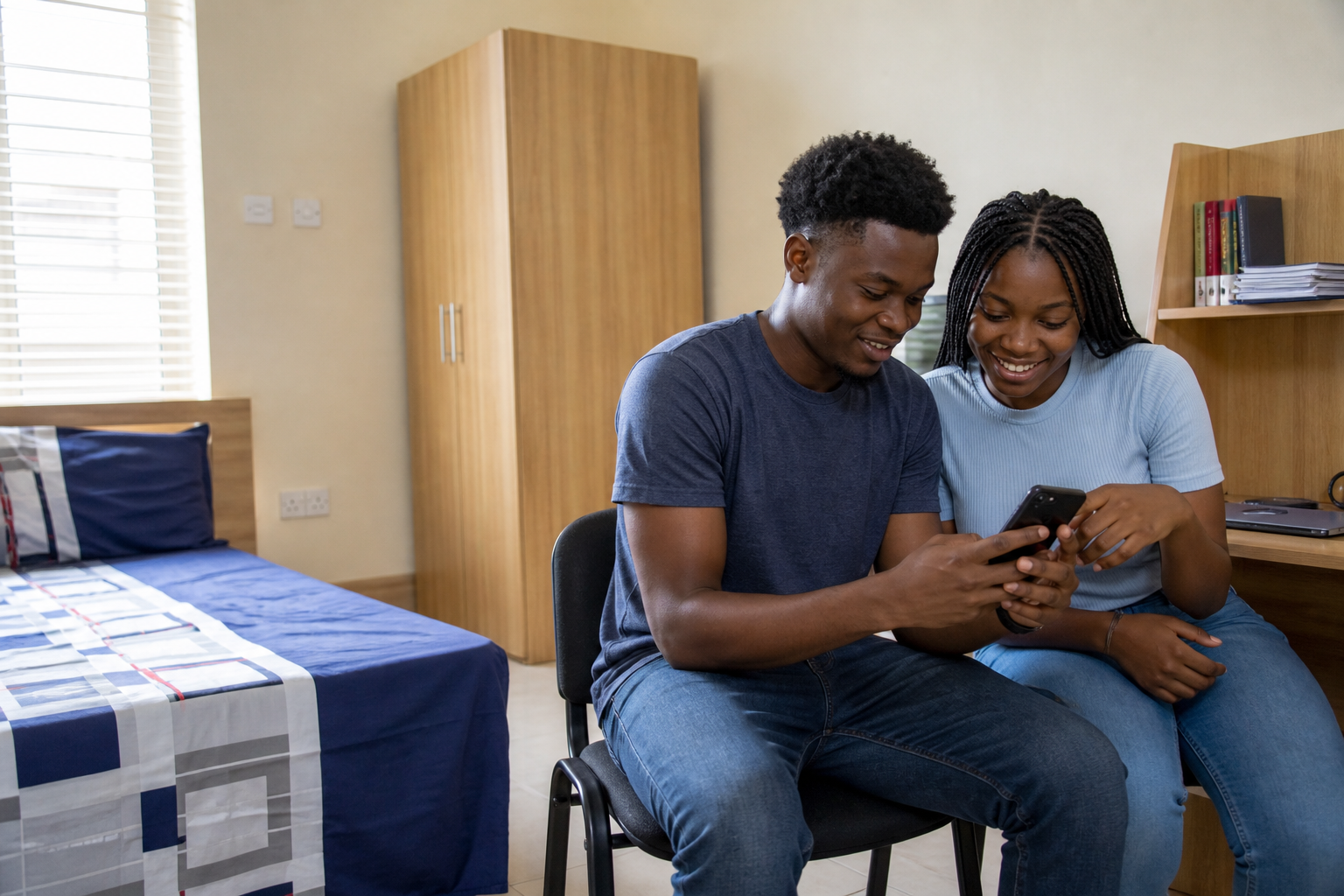 Students comparing lodge options in an affordable room